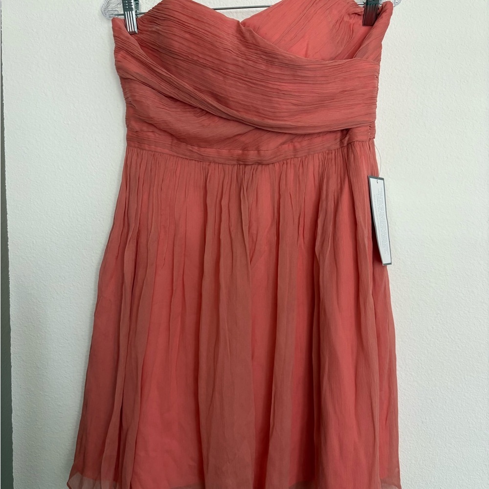 J. Crew Strapless Dress in Coral Pink